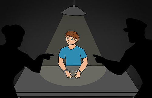 Illustration by Wyatt Trumbour: "Juvenile Interrogation in the Criminal Justice System"