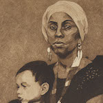 Litho print of woman and child