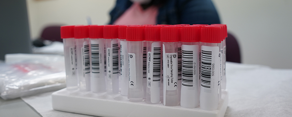 vaccine viles on a tray