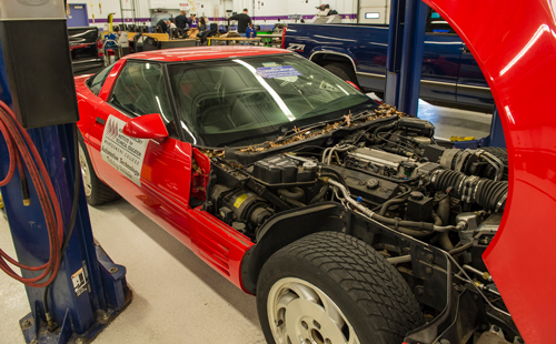 car in Gudelsky automotive bay